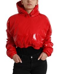 Dolce & Gabbana - Shiny Hooded Cropped Short Coat Jacket - Lyst
