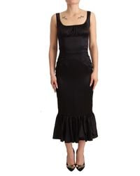 Dolce & Gabbana - Elegant Silk Midi Sheath Dres - Lyst