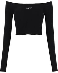 Off-White c/o Virgil Abloh - Knitted Off-shoulder Cropped Top - Lyst
