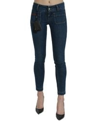 Dolce & Gabbana - Blue Slim Fit Cropped Mid Waist Denim Jeans - Lyst