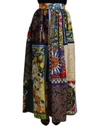 Dolce & Gabbana - High Waist Maxi Skirt With Sicilian Patterns - Lyst