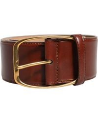 Dolce & Gabbana - Brown Calfskin Leather Gold Metal Buckle Belt - Lyst
