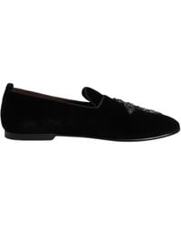 Dolce & Gabbana - Black Velvet Embellished Loafer Slip On Shoes - Lyst