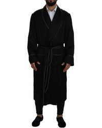 Dolce & Gabbana - Black 100% Silk Robe Coat Wrap Jacket - Lyst