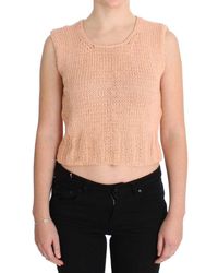 Pink Memories - Pink Cotton Blend Knitted Sleeveless Sweater - Lyst