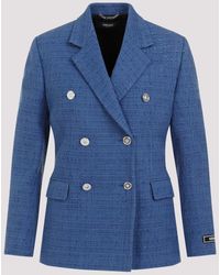 Versace - Blue Denim Cotton Informal Tweed Jacket - Lyst