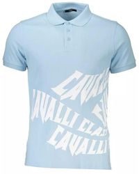 Class Roberto Cavalli - Light Blue Cotton Polo Shirt - Lyst