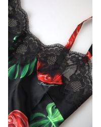 Dolce & Gabbana - Black Anthurium Print Silk Camisole Top Underwear - Lyst