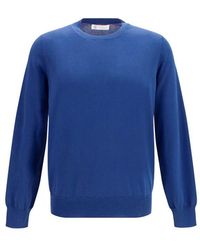 Brunello Cucinelli - Blue Cotton Sweatshirt - Lyst
