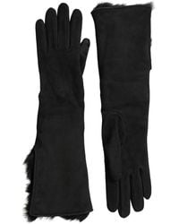 Dolce & Gabbana - Leather Fur Elbow Length Gloves - Lyst
