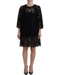 Dolce & Gabbana - Elegant Floral Lace Shift Dres - Lyst