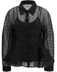 Ganni - Black Recycled Polyester Pattern Shirt - Lyst