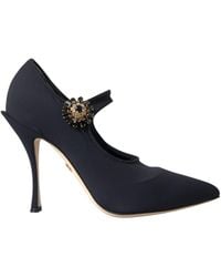Dolce & Gabbana - Mary Jane Jersey Crystal Pumps Shoes - Lyst