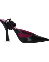 The Attico - Black Leather Stiletto Heel Sandals - Lyst