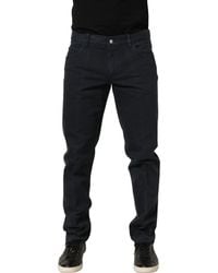 Dolce & Gabbana - Black Cotton Mid Waist Skinny Men Denim Jeans - Lyst