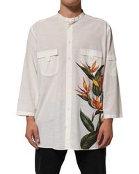 Dolce & Gabbana - White Cotton Floral Print Button Down Shirt - Lyst
