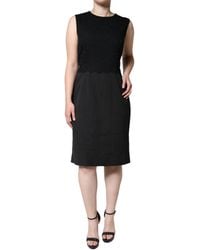 Dolce & Gabbana - Black Cotton Sheath Knee Length Dress - Lyst