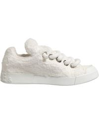 Dolce & Gabbana - White Faux Shearling Low Top Sneakers Shoes - Lyst