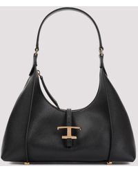 Tod's - Black Grained Calf Leather T Timeless Shopping Bag - Lyst