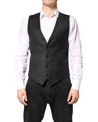 Dolce & Gabbana - Stripes Wool Dress Waistcoat Vest Virgin - Lyst