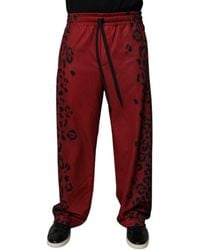 Dolce & Gabbana - Red Leopard Print Polyester Men Jogger Pants - Lyst
