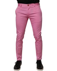 Dolce & Gabbana - Pink Cotton Slim Fit Men Dress Formal Pants - Lyst
