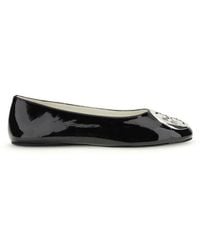 Tory Burch - Black Calf Leather Bos Taurus Ballet Flats - Lyst