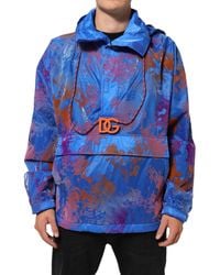 Dolce & Gabbana - Blue Tie Dye Logo Hooded Sweatshirt Jacket - Lyst