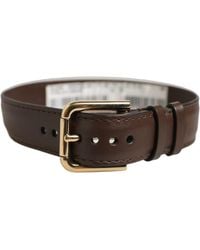 Dolce & Gabbana - Brown Calfskin Leather Gold Buckle Belt Strap Bracelet - Lyst