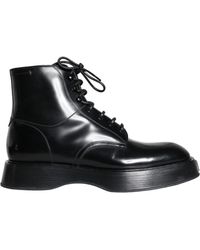 Dolce & Gabbana - Black Leather Lace Up Ankle Boots Men Shoes - Lyst