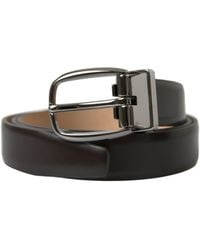 Dolce & Gabbana - Elegant Dark Calf Leather Belt - Lyst