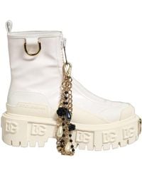 Dolce & Gabbana - Leather Rubber Logo Ankle Boots Shoes Cotton Polyester Pu Calf - Lyst