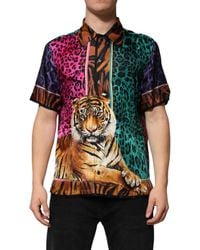 Dolce & Gabbana - Silk Tiger Print Hawaiian T-Shirt - Lyst