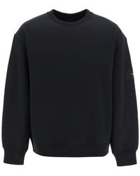 Y-3 - Crewneck Sweatshirt With Rubberized Logo Print On Sleeve - Lyst