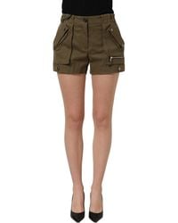 Dolce & Gabbana - Cotton Mid Rise Cargo Hot Pants Shorts Dark Elastane - Lyst