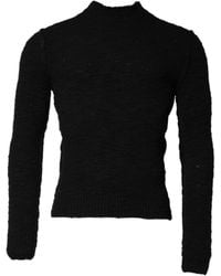Dolce & Gabbana - Black Wool Knit Crew Neck Pullover Sweater - Lyst