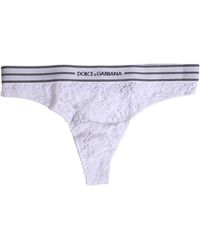 Dolce & Gabbana - White Nylon Floral Lace Bottom Panty Underwear - Lyst