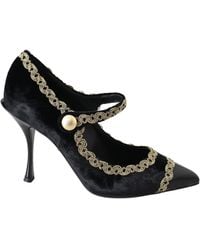 Dolce & Gabbana - Velvet Mary Janes Pumps - Lyst