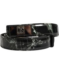 Dolce & Gabbana - Marble Leather Dg Logo Buckle Belt Calf - Lyst