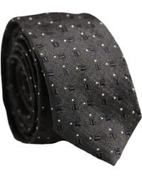 Dolce & Gabbana - Men Dark Gray Geometric Silk Adjustable Tied Necktie Tie - Lyst