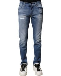 Dolce & Gabbana - Blue Washed Cotton Skinny Men Denim Jeans - Lyst