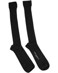 Dolce & Gabbana - Black Viscose Logo Over The Calf Socks - Lyst