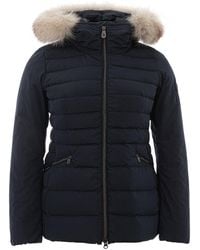 Peuterey - Blue Quilted Jacket With Fur - Lyst