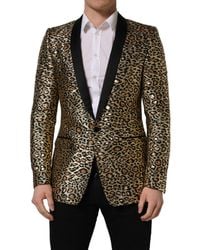 Dolce & Gabbana - Gold Leopard Single Breasted Men Coat Jacket - Lyst