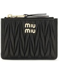 Miu Miu - Black Lamb Ovis Aries Aries Wallet - Lyst