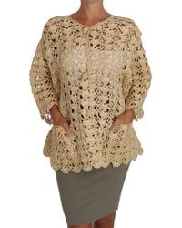 Dolce & Gabbana - Cardigan Crochet Knitted Raffia Sweater - Lyst