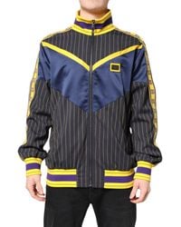 Dolce & Gabbana - Striped Logo Full Zip Bomber Jacket - Lyst