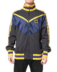 Dolce & Gabbana - Black Striped Logo Full Zip Bomber Jacket - Lyst