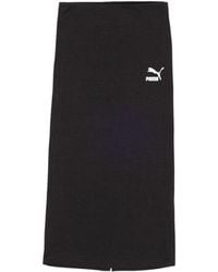 PUMA - Black Cotton Long Skirt - Lyst