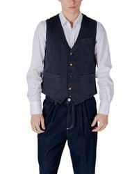 Gianni Lupo - Blue Cotton Waistcoat - Lyst